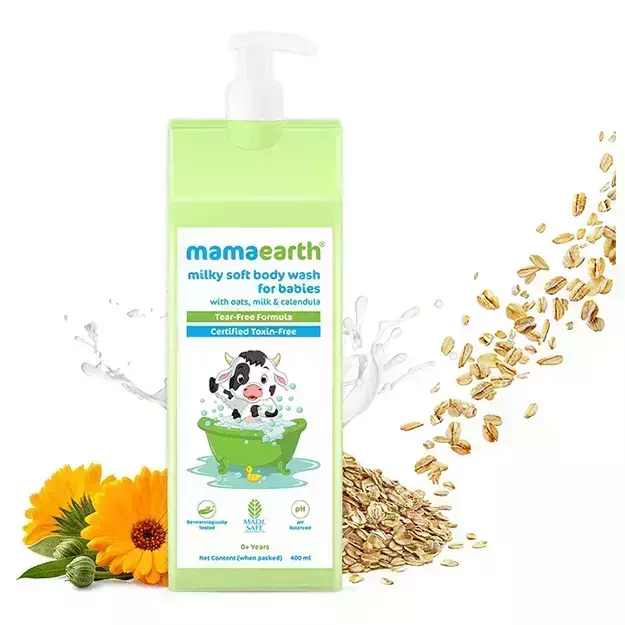 Mamaearth Milky Soft Body Wash For Babies With Oats Milk And Calendula 400ml