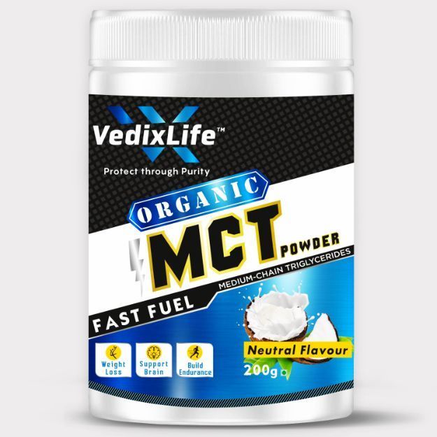 VedixLife MCT Oil Powder, (Medium Chain Triglycerides 70%), Unsweetened Keto Diet & Support Brain, 0g Sugar, No Additives, Non GMO, Gluten Free, 200g