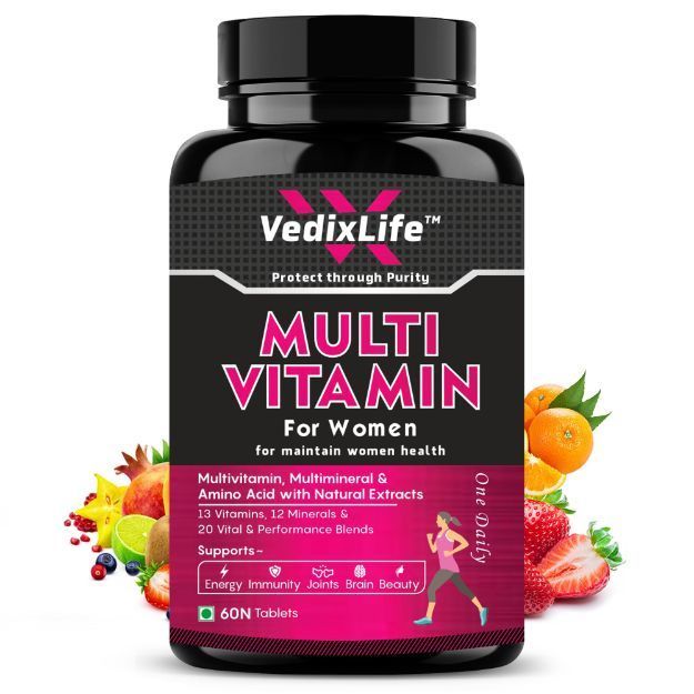 Vedix Life Multivitamin For Women Natural Vitamins & Minerals Including Iron, Calcium & Extra Folate Best For Essential Nutrients During Pregnancy 60 Tablets 2 Month Supply
