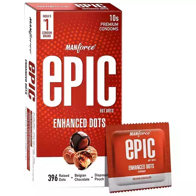 Manforce Epic Hot Dots Belgian Chocolate Premium Condom (10)