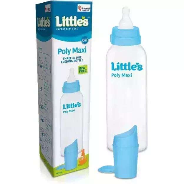 Littles Poly Maxi Blue Feeding Bottle 240ml