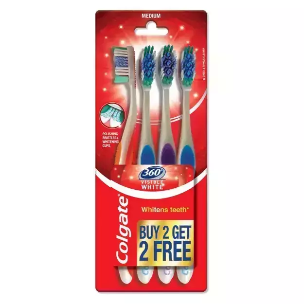 Colgate 360 Visible White Toothbrush 2+2 Pack