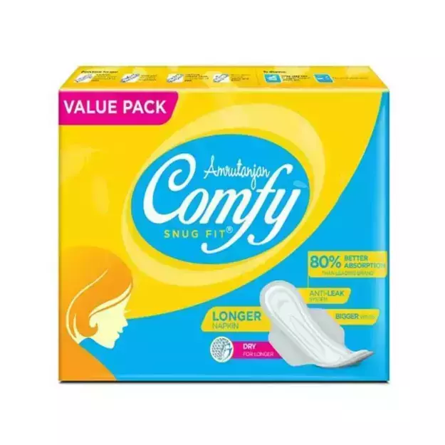 Amrutanjan Comfy Snug Fit Longer Napkin Sanitary Pads(18)