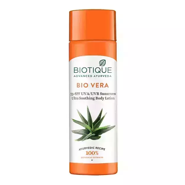 Biotique Bio Vera 75+ SPF UVA/UVB Sunscreen Ultra Soothing Body Lotion 190ml