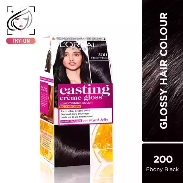 Loreal Paris Casting Creme Gloss Hair Colour 200 Ebony Black (87.5g + 72ml)