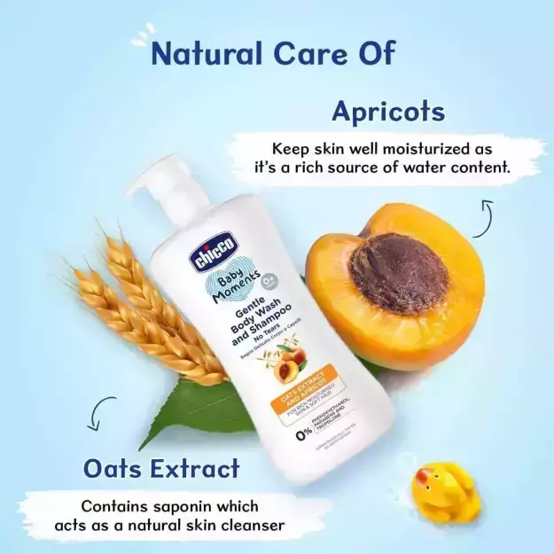 Chicco Gentle Body Wash and Shampoo Oats Extract and Apricot 200ml