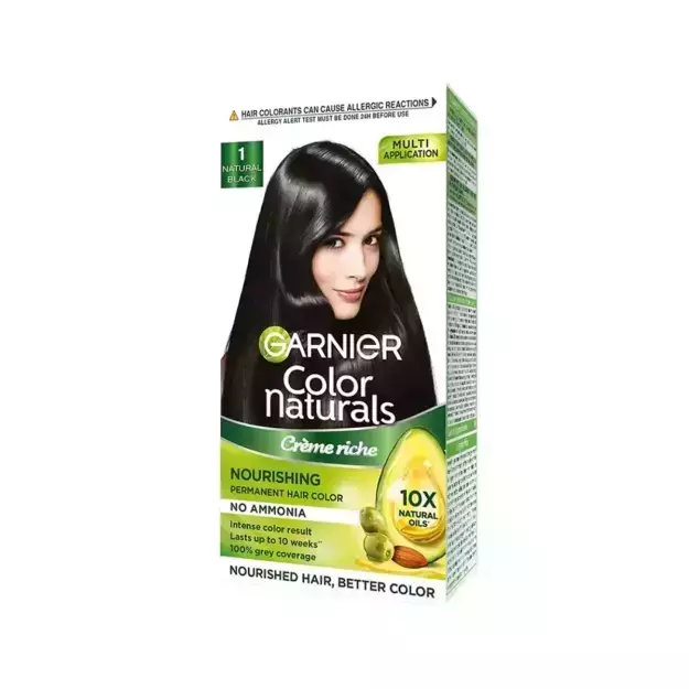 Garnier Color Naturals Creme Riche Hair Color Shade 1 Natural Black (70ml + 60g)