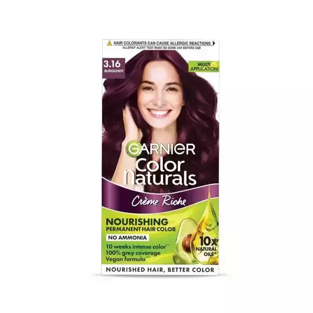 Garnier Color Naturals Creme Riche Hair Color Shade 3.16 Burgundy (70ml + 60g)