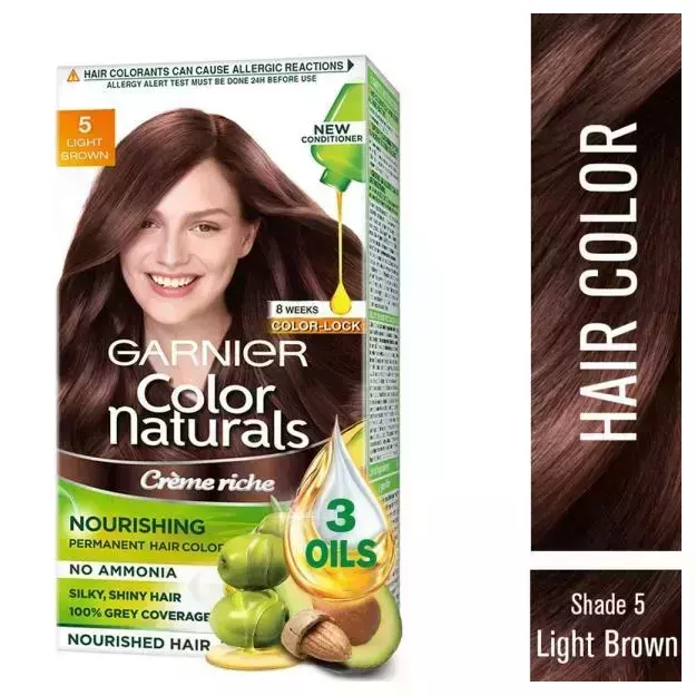 Garnier Color Naturals Creme Riche Hair Color Shade 5 Light Brown (70ml + 60g)