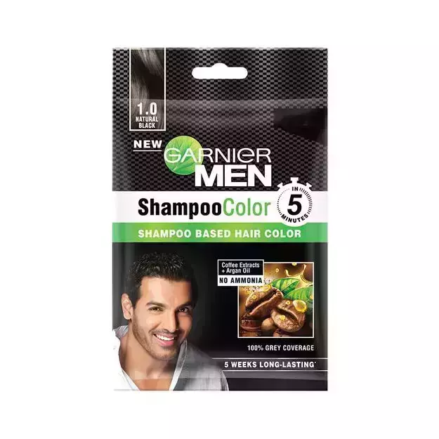 Garnier Men Shampoo Hair Colour Shade 1.0 Natural Black (10ml + 10ml)