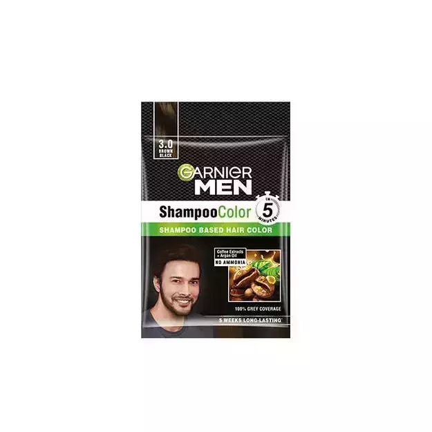 Garnier Men Shampoo Hair Colour Shade 3.0 Brown Black (10ml + 10ml)