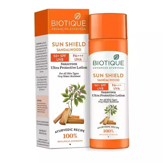 Biotique Sun Shield Sandalwood 50+SPF UVB Sunscreen Ultra Protective Lotion For All Skin Types 120ml