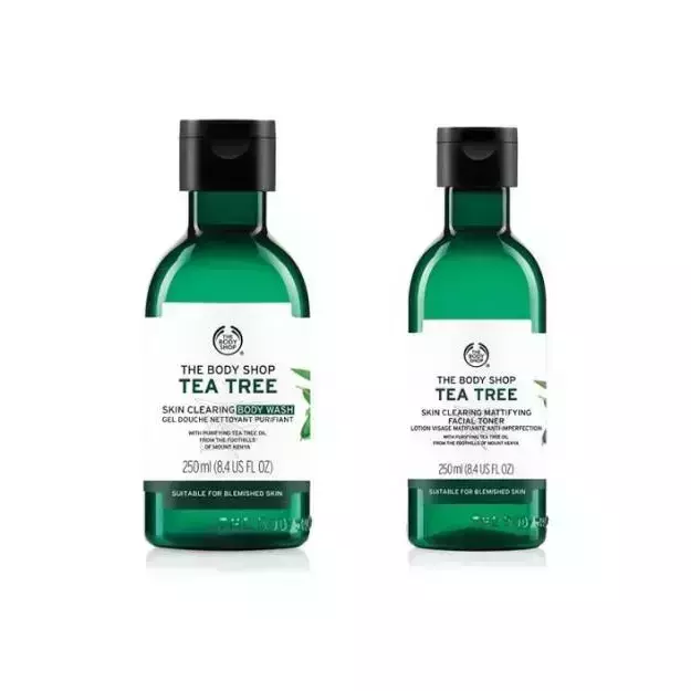 The Body Shop Tea Tree Body Wash and Toner Combo 250ml Each