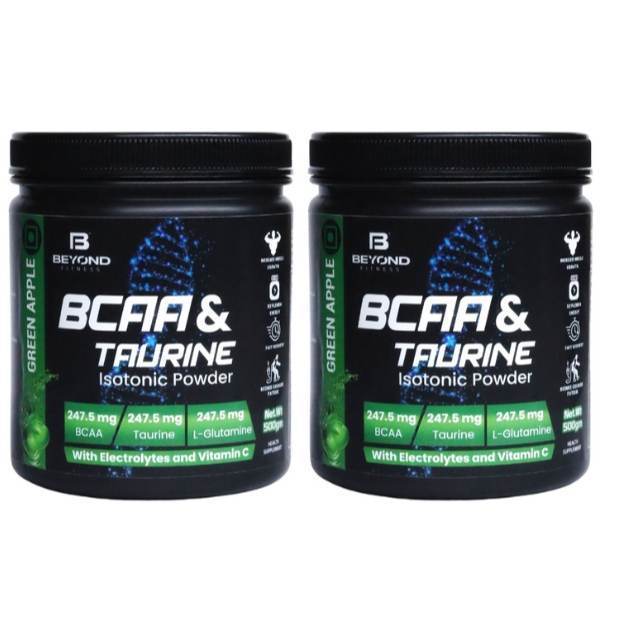 Beyond fitness BCAA & Taurine Isotonic Powder 500gm (Pack of 2) + Free 400ml Shaker Bottle