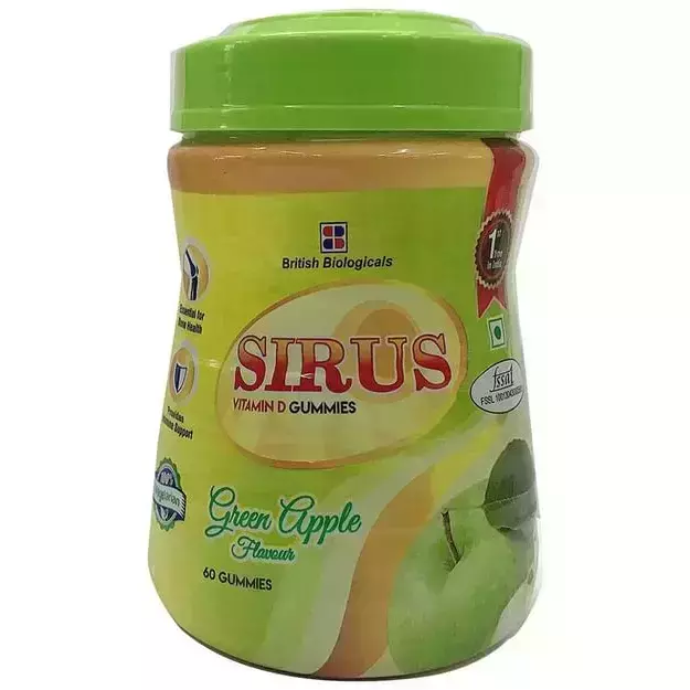 Sirus Vitamin D Gummy Green Apple (60)