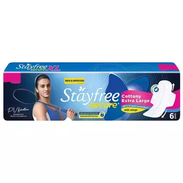 Stayfree Secure Cottony Soft With Wings Pads XL (6)