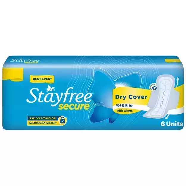 Stayfree Secure Dry Cover With Wings Pads Regular (6)
