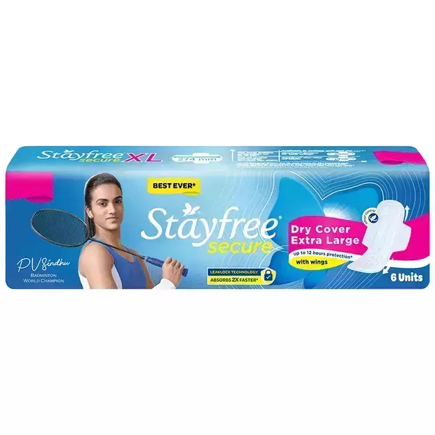 Stayfree Secure Dry Cover With Wings XL (6)