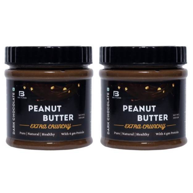 Beyond fitness Dark Chocolate Extra Crunchy Peanut Butter with 6gm Protein 300gm (Pack of 2)