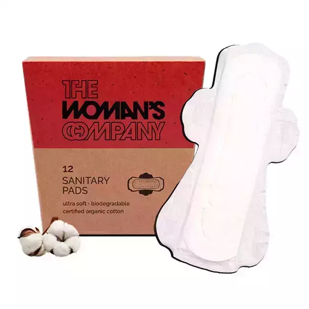 The Woman's Company Night Sanitary Pads Organic Biodegradable Chemical Free & Rash Proof for Maximum Coverage & Heavy Flow (Pack of 12)