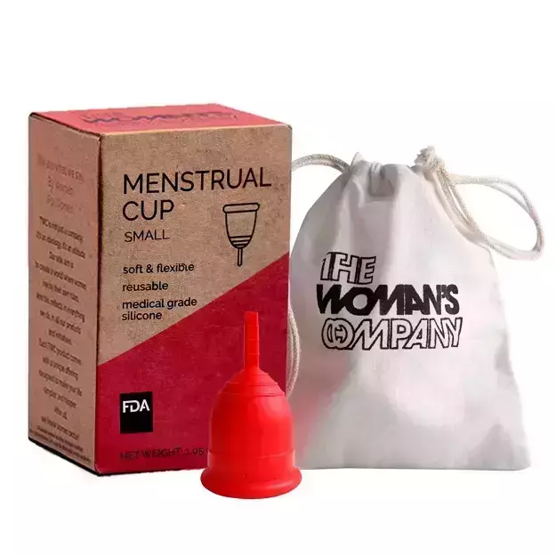 The Woman's Company Reusable Menstrual Cup for Women with Pouch FDA Approved Protection for Up to 8-10 Hours (Small)