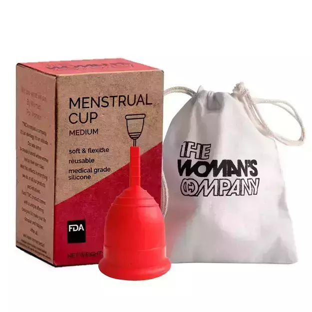 The Woman's Company Reusable Menstrual Cup for Women with Pouch FDA Approved Protection for Up to 8-10 Hours (Medium)