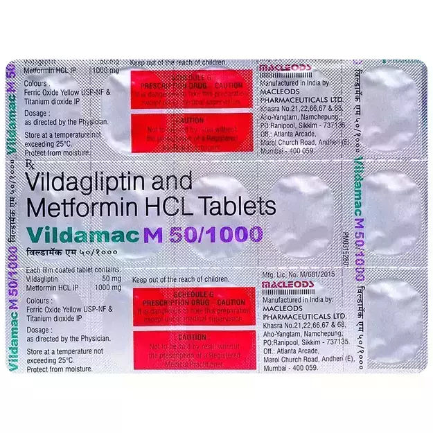 Vildamac M 50/1000 Tablet (15): Uses, Price, Dosage, Side Effects ...