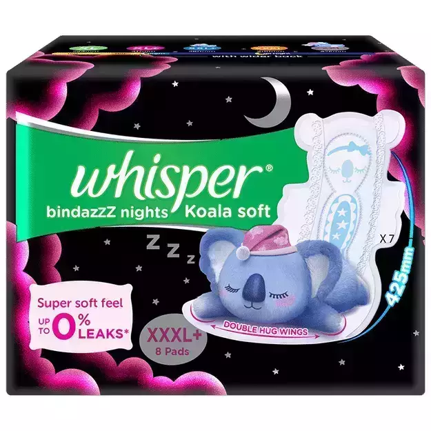 Whisper Bindazzz Nights Koala Soft Pads XXXL+ (8)