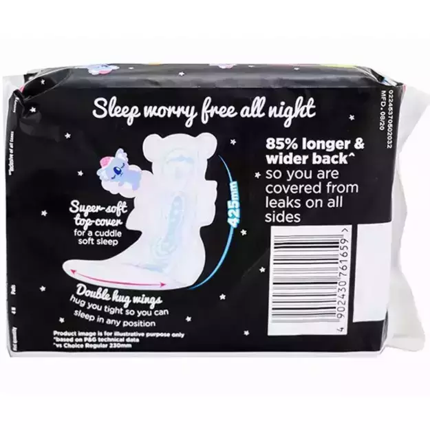Whisper Bindazzz Nights Koala Soft Sanitary Pads XXL+, 10 Count Price,  Uses, Side Effects, Composition - Apollo Pharmacy