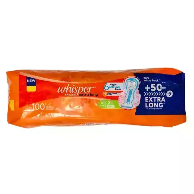 Whisper Choice Ultra Wings Sanitary Pads XL, 20 Count Price, Uses, Side  Effects, Composition - Apollo Pharmacy