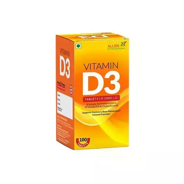 Allen Nutraceutical Vitamin D3 I.P.1000 I.U Tablet