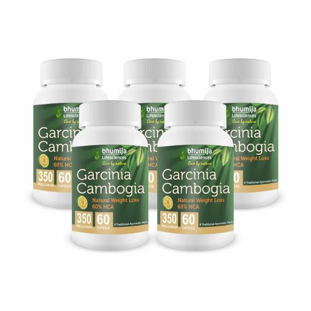 Bhumija Garcinia Cambogia Weight Loss Capsules Natural Fat Burner Supplement Capsules (60) Pack of 5