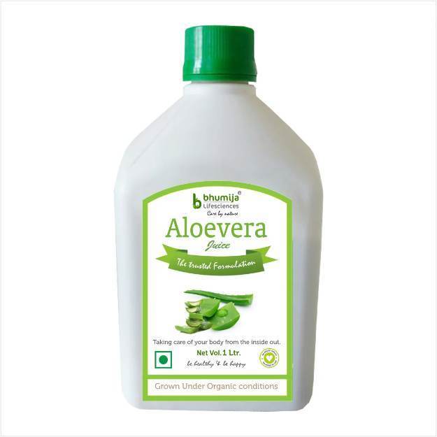 Bhumija Lifesciences AloeVera Juice (with Pulp) Natural Juice Skin and Hair Sugar Free 1 litre