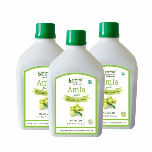 Bhumija Lifesciences Amla Juice Vitamin C and Natural Immunity Booster (Sugar Free) 1 Ltr  Pack of 3