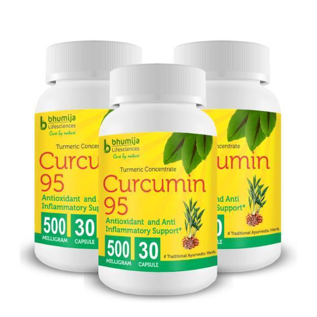 Bhumija Lifesciences Curcumin with Piper Nigram (Curcuma Longa) Capsule (30) Pack of 3