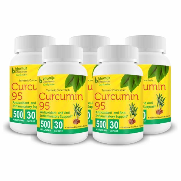 Bhumija Lifesciences Curcumin with Piper Nigram (Curcuma Longa) Capsule (30) Pack of 5