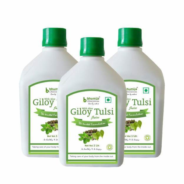 Bhumija Lifesciences Giloy Tulsi Juice (Sugar Free) 1 Ltr.Pack of 3