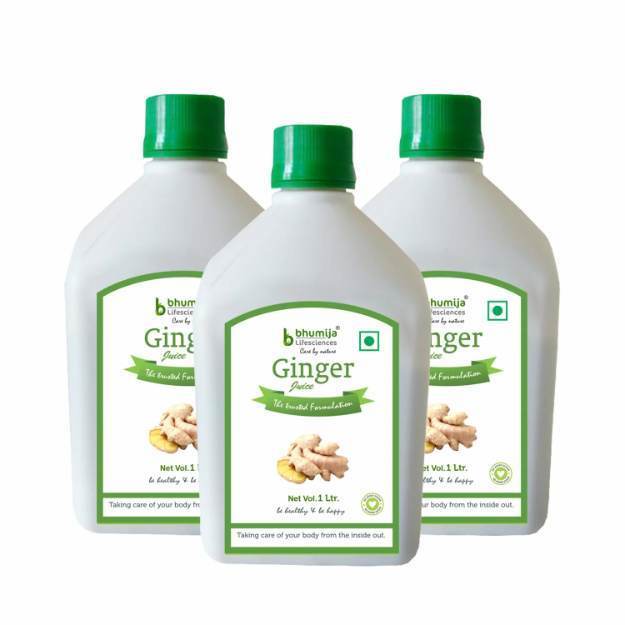 Bhumija Lifesciences Ginger Juice Natural Juice (Sugar Free) 1 Ltr Pack of 3