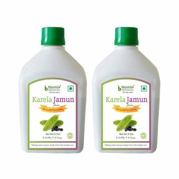 Bhumija Lifesciences Karela Jamun Juice Natural Juice Sugar Free 1 Ltr Pack of 2