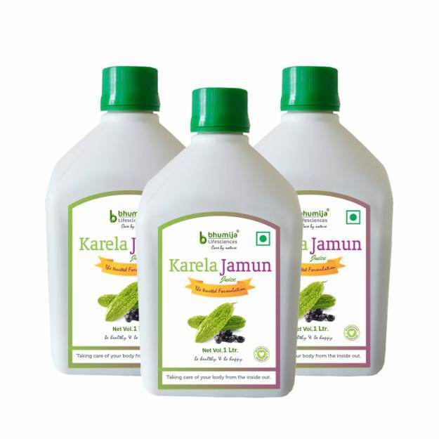 Bhumija Lifesciences Karela Jamun Juice Natural Juice Sugar Free 1 Ltr Pack of 3