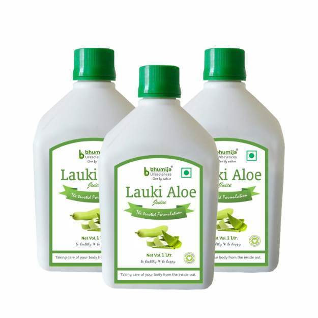 Bhumija Lifesciences Lauki Aloe Vera Juice Natural Juice Sugar Free 1 Ltr Pack of 3