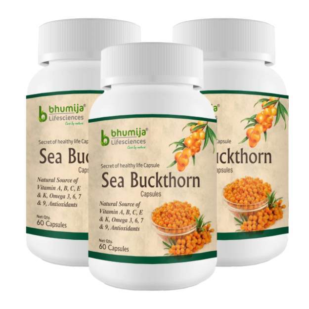 Bhumija Lifesciences Sea Buckthorn Capsule (60) Pack of 3
