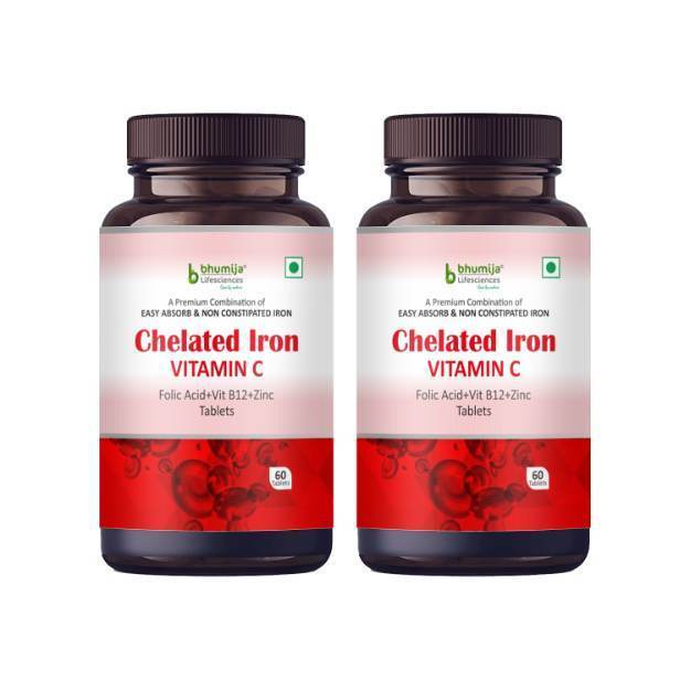 Bhumija Lifesciences Chelated Iron Tablets - Non-Constipating Iron Pack of 2
