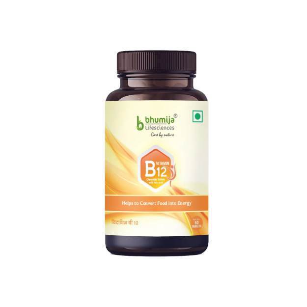 Bhumija Lifesciences Vitamin B12 with Folic Acid and Methylcobalamin Supplements Chewable Tablet (60) Pack of 1
