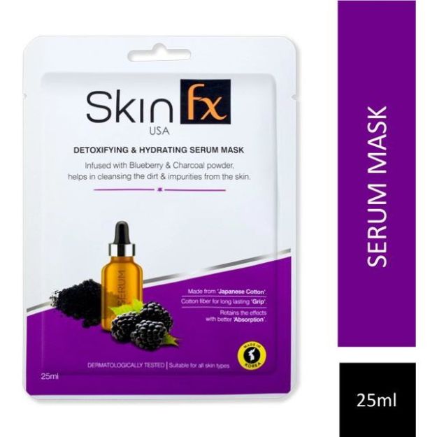 Skin Fx Detoxifying & Hydrating Serum Mask, Blueberry & Charcoal, Cleansing The Dirt & Impurity