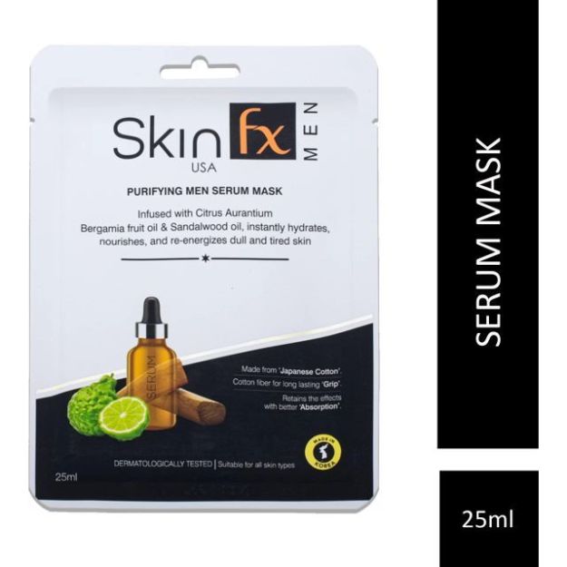 Skin Fx Purifying Men Serum Mask, Sandalwood Oil, Instantly Hydrates & Energizes Tired Skin