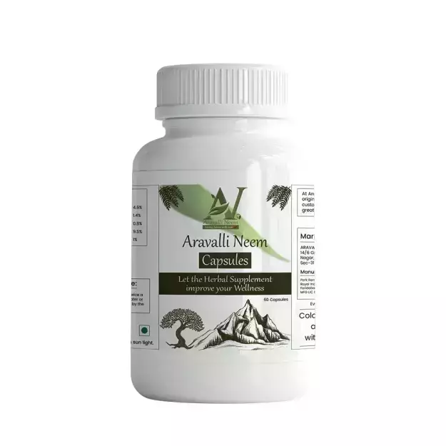 Aravalli Neem Capsule For Healthy Skin And Hair, Skin Wellness, Controls Acne and Pimples (60Caps.)
