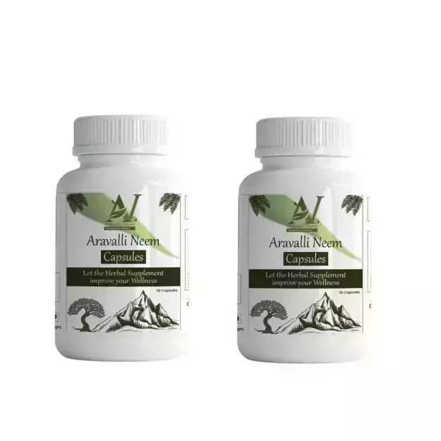 Aravalli Neem Capsule For Healthy Skin And Hair, Skin Wellness, Controls Acne and Pimples 30Caps (Pack of 2)