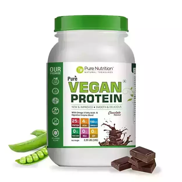 Pure Nutrition Vegan Protein Chocolate Flavour For Muscle And Bone Strength Powder 1Kg