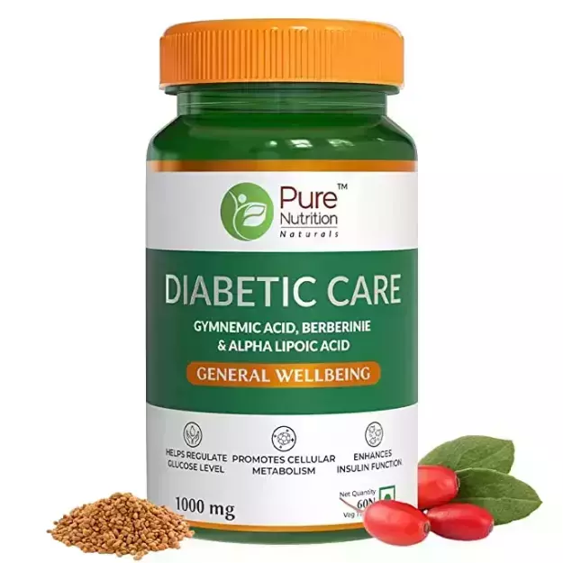 Pure Nutrition Diabetic Care Tablets Improves Insulin Sensitivity ,Regulates Blood Glucose Levels Veg Tablets (60)